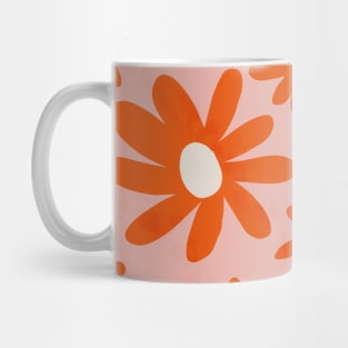 orange retro floral Mug